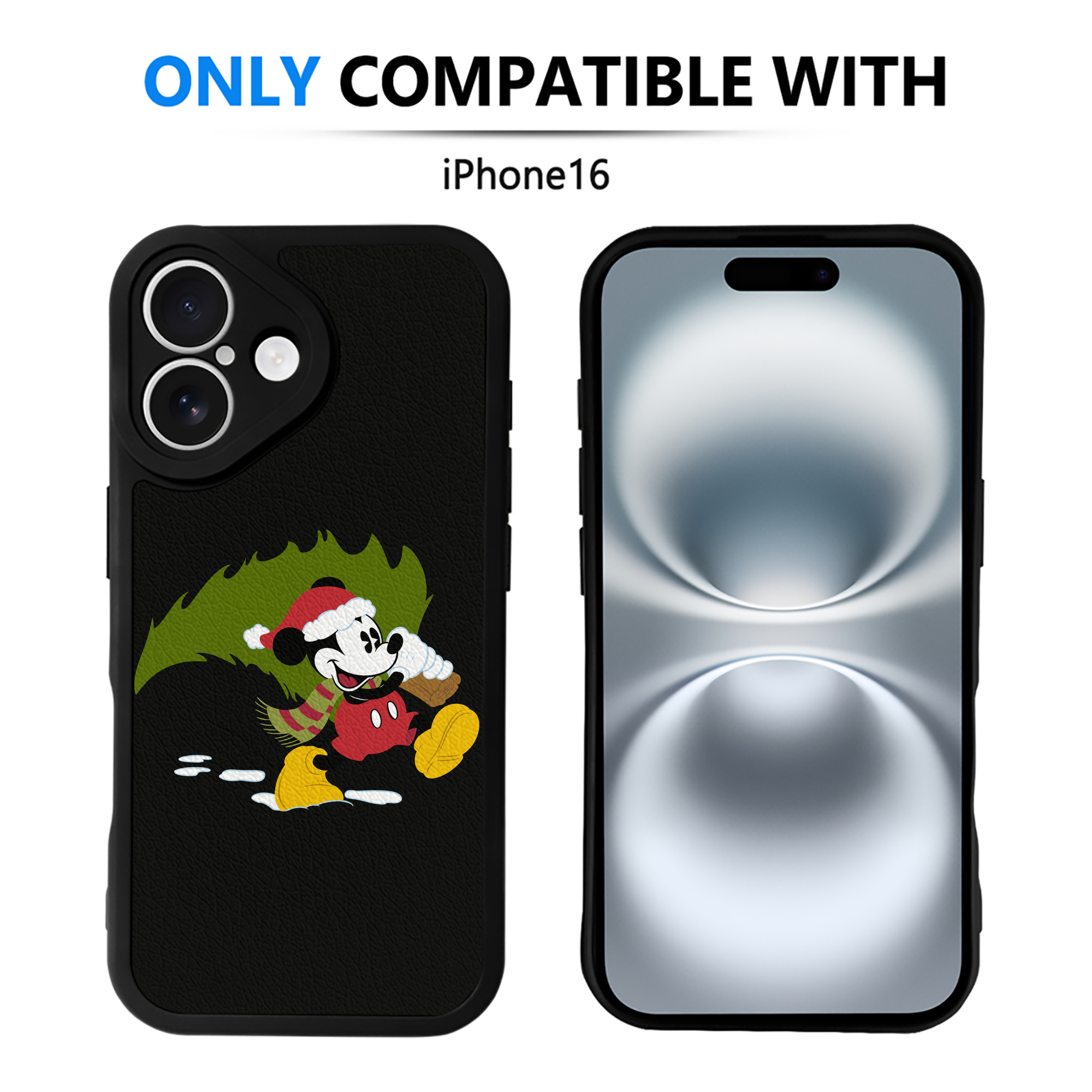 （画像用） ミッキーマウス Mickey Mouse 【iPhone 16シリーズ対応】シリコンスマホケース（レザー調） 材質：シリコン